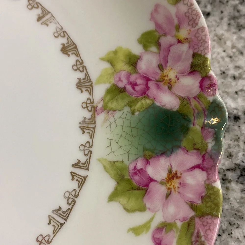 GORGEOUS Antique Jaeger & Co. Porcelain Floral Plate! - Picture 2 of 4